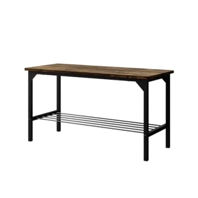 Afbeelding van Vicco Fyrk Bank, zwart/rustiek eiken, 85 x 36 cm