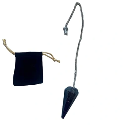 Afbeelding van Hematiet natuursteen slinger, kristallen vintage zeshoekige slinger voor wichelroedeling, Reiki Chakra Waarzeggerij Meditatie Wicca (hematiet)