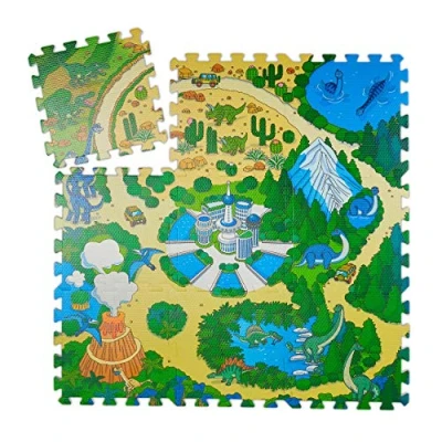 Afbeelding van Relaxdays speelmat dinosaurus baby puzzelmat vloerpuzzel kruipmat speelkleed EVA