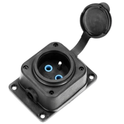 Afbeelding van Heavy French type duty extension socket, rubber IP44, 1 flame resistant casing, very low 5cm profile