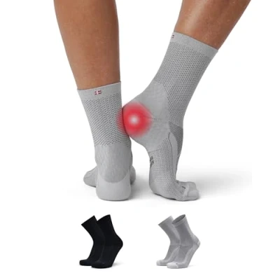 Afbeelding van DANISH ENDURANCE Set van 2 steunsokken voor hielspoor (plantaire fasciitis), functionele sokken neuropathie, compressiesokken achillespeesontsteking, Veelkleurig (1 x zwart/grijs, 1
