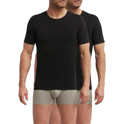 Image de Dim Homme Thermorégulateur en Coton Col Rond Sport x2 T Shirt, Noir, L