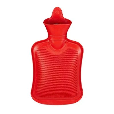 Afbeelding van Relaxdays 4x kruik rubber warmwaterkruik zonder hoes rood bedkruik waterkruik