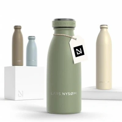 Afbeelding van LARS NYSØM &#039;Ren&#039; Roestvrijstalen drinkfles 350ml BPA vrij geïsoleerde waterfles 0,35 Liter Sage Green