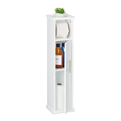 Afbeelding van Relaxdays wc rolhouder staand 77 x 18,5 17,5 cm smal toiletkast wit badkamer