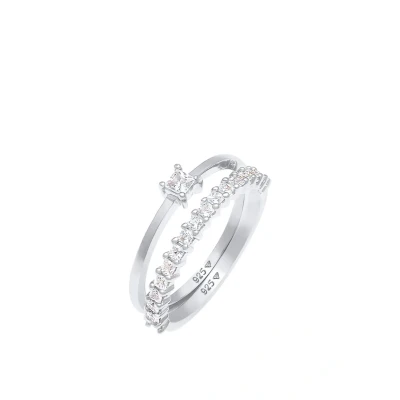 Afbeelding van Elli Ring Dames Solitaire Engagement Infinity met Zirconia Kristallen in 925 Sterling Zilver Verguld