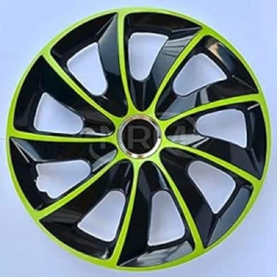 Afbeelding van NRM Stig Extra Wieldoppen 16&quot; Groen &amp; Zwart set van 4 stuks ABS / Duurzaam Resistant