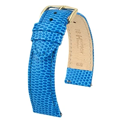 Afbeelding van Hirsh Horlogeband Rainbow Donkerblauw Leer 18mm