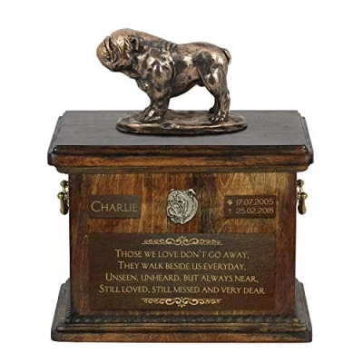 Afbeelding van Persoonlijke urn hond voor bulldog as met beeldje