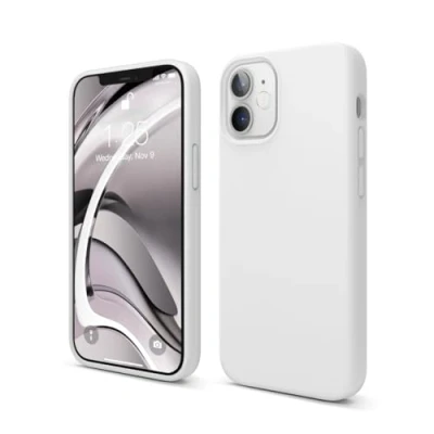 Afbeelding van elago Liquid Silicone Case Compatibel met iPhone 12 Mini Hoesje (5,4&quot;) Vloeibaar Siliconen Beschermhoes, Complete Bescherming: 3 laags Schokbestendig (Wit)