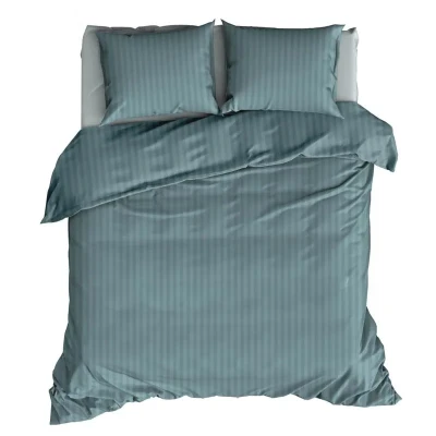Afbeelding van Satin d&#039;Or Satijnstreep Dekbedovertrek Lits jumeaux 240x200/220 cm Smoke Blue