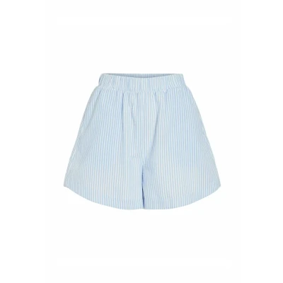 Afbeelding van VILA Gesmokte Bermuda Gestreift MIT Elastis BUND Shorts, Dames, Maat: 34, Blau