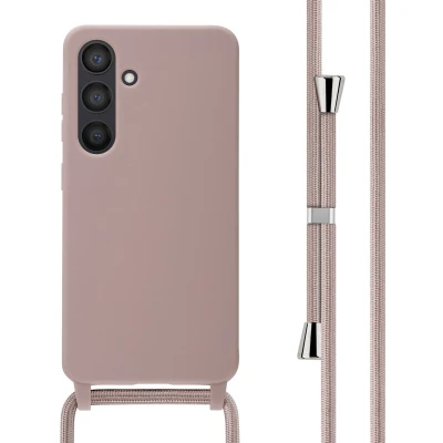 Afbeelding van iMoshion hoesje Geschikt voor Samsung Galaxy S24 met koord Siliconen roze