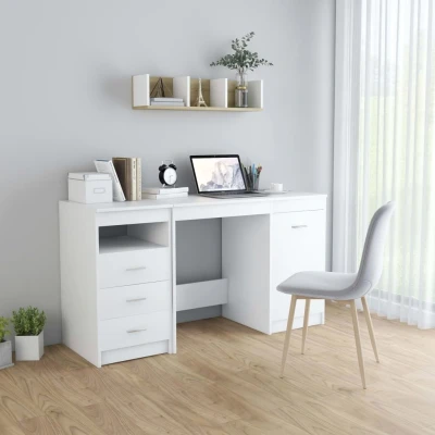 Afbeelding van Bureau 140x50x76 cm bewerkt hout wit