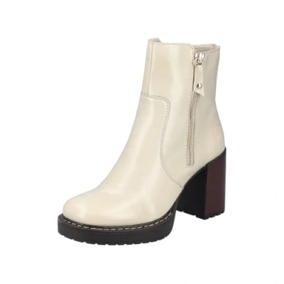 Afbeelding van Rieker Enkellaarsjes met plateauzool, Dames, Maat: 41, Beige Hoogwaardig imitatieleer