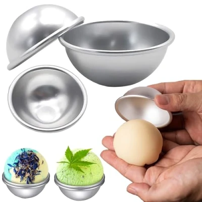 Afbeelding van DXIA Bath Bomb Molds Set van 6 vormen, metalen badbom, badvorm, doe het zelfset, zeepvorm, zelf badballen in bomvorm, 3 maten, en zeep