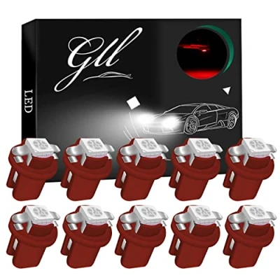Afbeelding van Grandview 10 stuks LED T5 rode ledlampen B8.5 dashboard lampen 1 5050 SMD voor auto snelheidsmeter instrument gauge cluster indicator