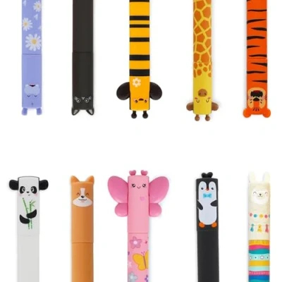 Afbeelding van LEGAMI 10 uitwisbare gelpennen met vlinder, tijger, hippo, lama, corgi, giraf en nog veel meer (10 stuks)