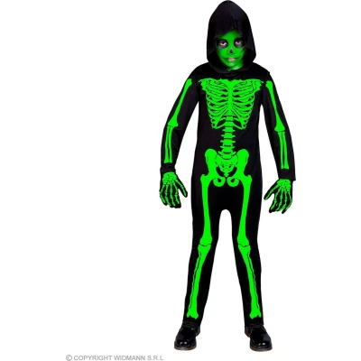 Afbeelding van Widmann Spook &amp; Skelet Kostuum Misselijkmakend Groen Kind Groen, Zwart Maat 158 Halloween Verkleedkleding