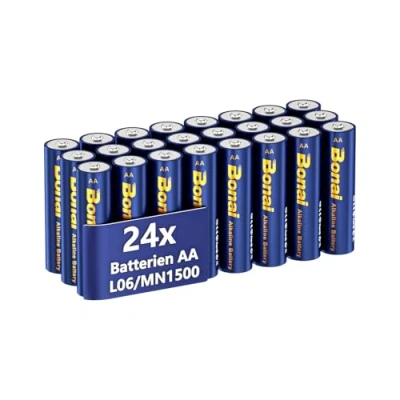 Afbeelding van BONAI Longlife 24 stuks AA 1,5 V LR06 krachtige alkalinebatterijen, ideaal voor wekker, thermometer, decoratieve lampen en andere apparaten met een hoog stroomverbruik