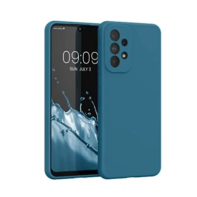Afbeelding van kwmobile telefoonhoesje geschikt voor Samsung Galaxy A33 5G Hoesje met siliconen coating Smartphone case in mat petrol