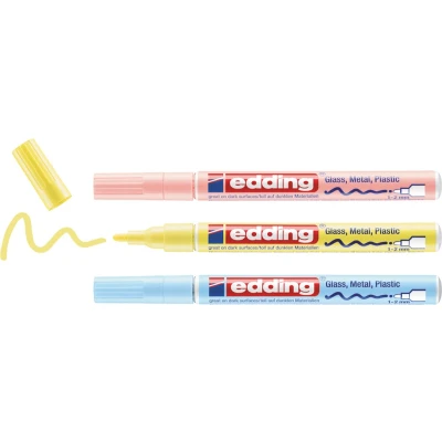 Afbeelding van Viltstift edding 751 lakmarker rond 1 2mm pastel assorti set à 3 stuks