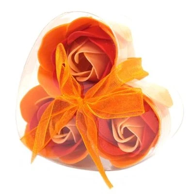 Image de Lot de 3 Roses Savon Boite Coeur Pèche