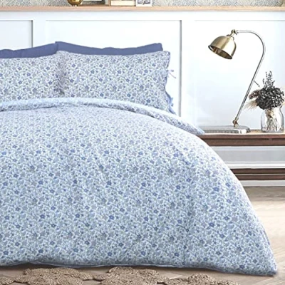 Afbeelding van Ditsy Flowers Tie Back Dekbedovertrekset Soft Easy Care 135 x 200 cm blauw/wit