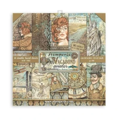 Afbeelding van Stamperia International Scrapbooking blok Sir Vagabond Aviator, SBBL112, wit, OSFA
