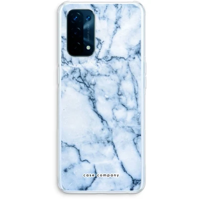 Afbeelding van Case Company® hoesje geschikt voor Oppo A74 5G Blauw marmer Soft Cover Telefoonhoesje Bescherming aan alle Kanten en Schermrand