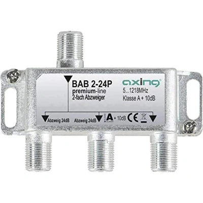 Image de Axing bab 2?24p dérivateur 2 directions 24 db la télévision par câble catv multimédia dvb t2 classe a + 10 db, 5?1218 mhz métal
