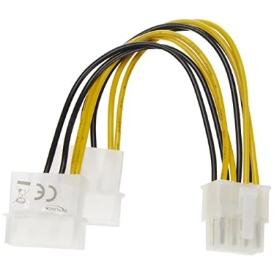 Afbeelding van DeLOCK 83410 Interne 0,15 m EPS (8 polig) Molex (3 zwart, gele elektrische kabel (stekker/stekker, pin), pins), geel)