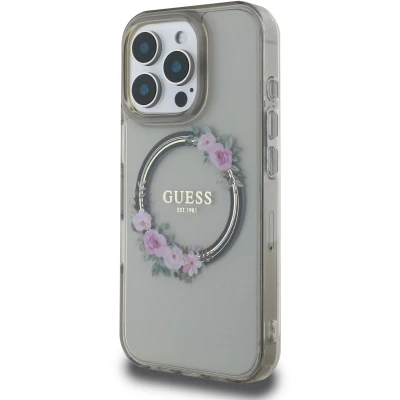 Afbeelding van Guess GUHMP16LHFWFCK iPhone 16 Pro 6,3&quot; zwart/zwart hardcase IML Flowers Wreath MagSafe