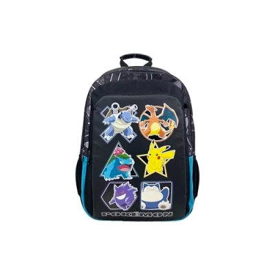 Afbeelding van CyP Brands Pokémon schoolrugzak, schoolspullen, rugzak, Pikachu, Eeve, officieel product, zwart, Estandar, zwart.