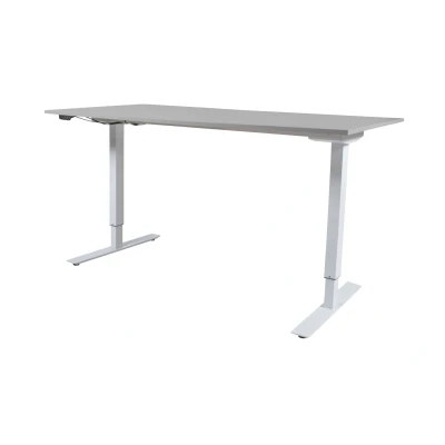 Afbeelding van Lectro Basic bureau, zit sta (69 116cm) hoogte verstelbaar dmv elektromotor met 180x80cm lichtgrijs 25mm blad en wit (RAL9010) frame