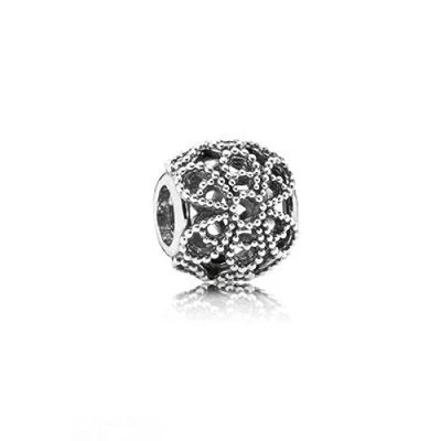 Afbeelding van PANDORA Open vervaardigde metalen parelblauwe bedel sterling zilver 11 x 9,9 mm (T/H/B), Glas, Geen edelsteen