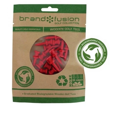 Afbeelding van Brand Fusion Golftees van rood hout, 31 mm, schaal en biologisch afbreekbaar