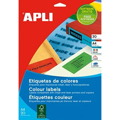 Afbeelding van Apli Gekleurde Etiketten Ft 105 X 148 Mm (b H), Groen, 80 Stuks, 4 Per Blad, Etui Van 20 Blad Etiket