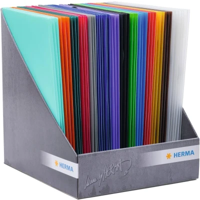 Afbeelding van HERMA 48 stuks elastische mappen van doorzichtig kunststof met elastiek en binnenklep voor kinderen, jongens meisjes