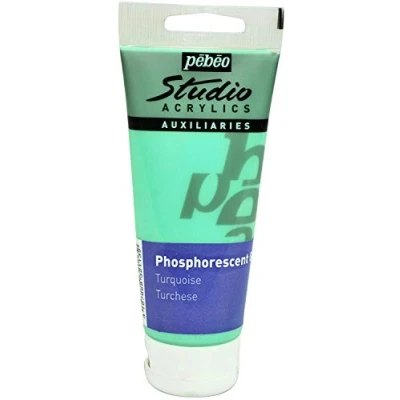 Afbeelding van Pébéo Studio Acrylics 100 ml fosforescerende gel turquoise blauw acrylbindmiddel autolichtgevende verf acryl