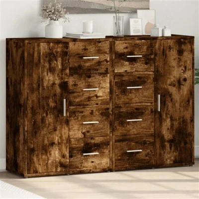 Afbeelding van vidaXL Dressoirs 2 st 60x31x84 cm bewerkt hout gerookt eikenkleurig