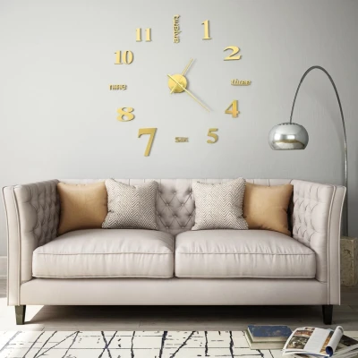 Afbeelding van 3D wandklok 100 cm XXL modern goudkleurig