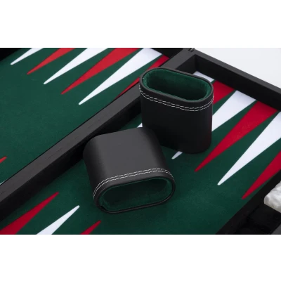 Afbeelding van Longfield Backgammon 15&quot;inch groen, rood en wit ingelegd vilt