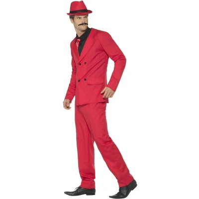 Afbeelding van Smiffy&#039;s Maffia Kostuum Rode Italiaanse Gangster Chicago Man Rood Medium Carnavalskleding Verkleedkleding