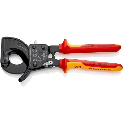 Image de KNIPEX 95 36 250 coupe câble (principe du cliquet) isolé VDE avec poignées multi composants noir laqué mm