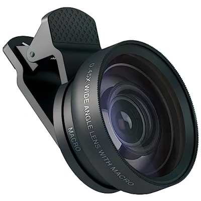 Afbeelding van MyGadget Lenzenset voor smartphone, 1 x groothoek 0,45 + macro 12,5 x, cameralens mobiel en tablet, bijv. iPad, iPhone, Samsung