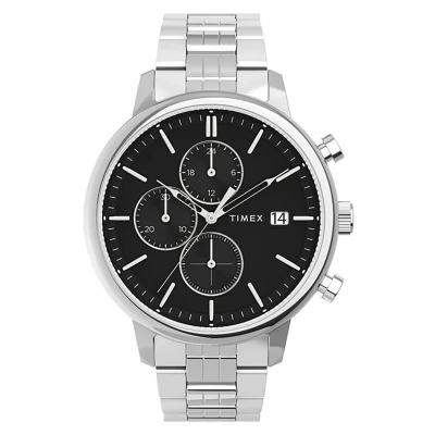 Afbeelding van Timex Chicago Chronograph Chronograaf, Heren, Maat: One Size, Silver / black