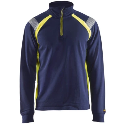 Afbeelding van Blaklader Sweatshirt halve rits Visible 3432 1158 Marine/High Vis Geel S