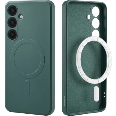 Afbeelding van iMoshion Hoesje Geschikt voor Samsung Galaxy S24 Plus Siliconen Color Backcover MagSafe Donkergroen