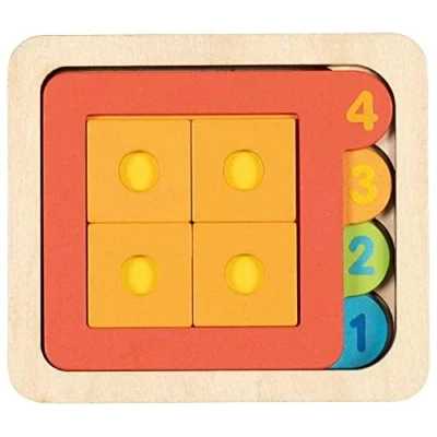 Afbeelding van Goki Houten Lagenpuzzel Vormen en Cijfers, 15st.